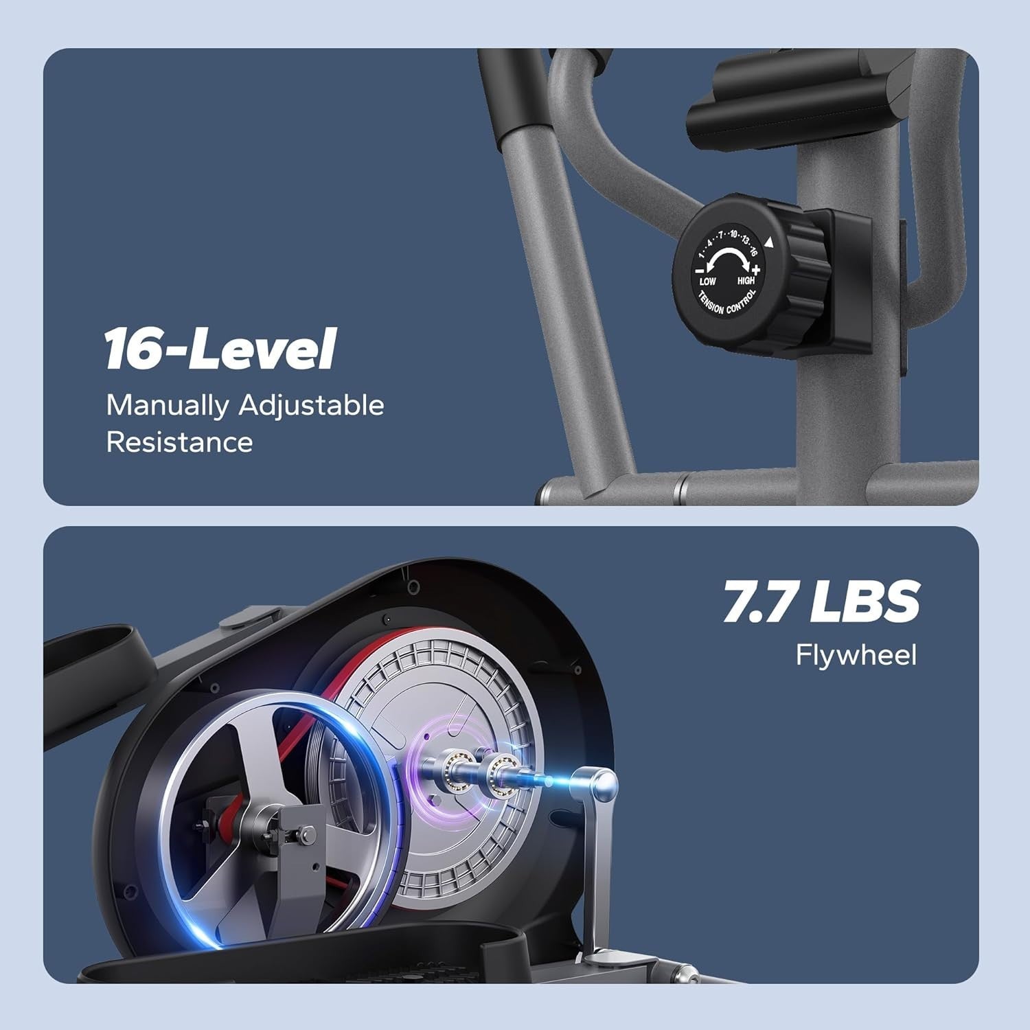 Compact Magnetic Elliptical Trainer Home Gym Machine 16Level Quiet Cross Trainer