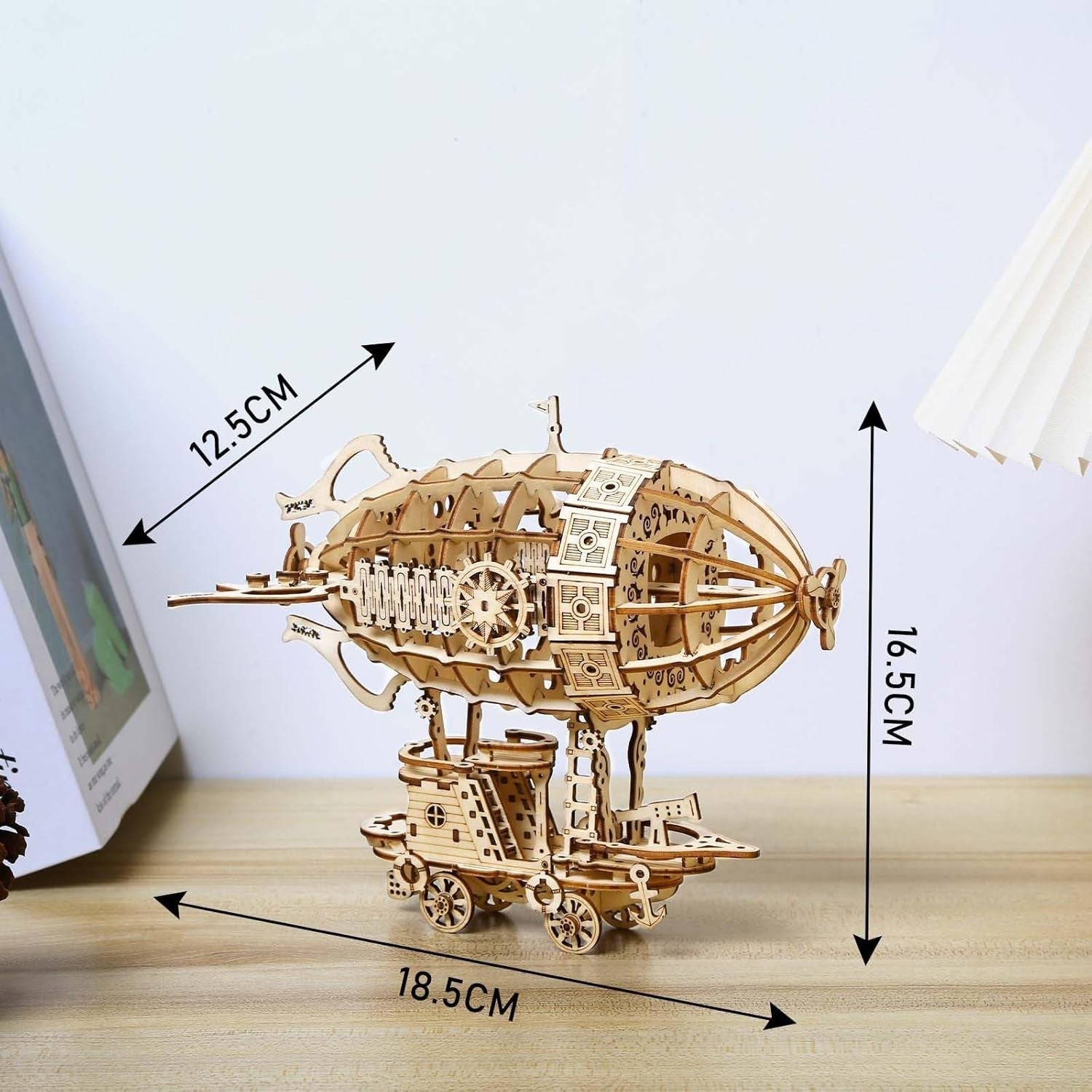 3D Wooden Airship Puzzle Model Kit Adults DIY Steampunk Decor Gift