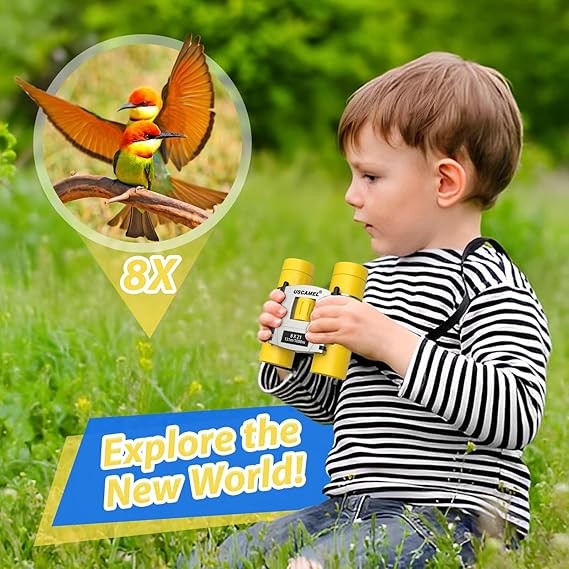 8x21 Waterproof Kids Compact Binoculars Mini Travel Bird Watching Yellow