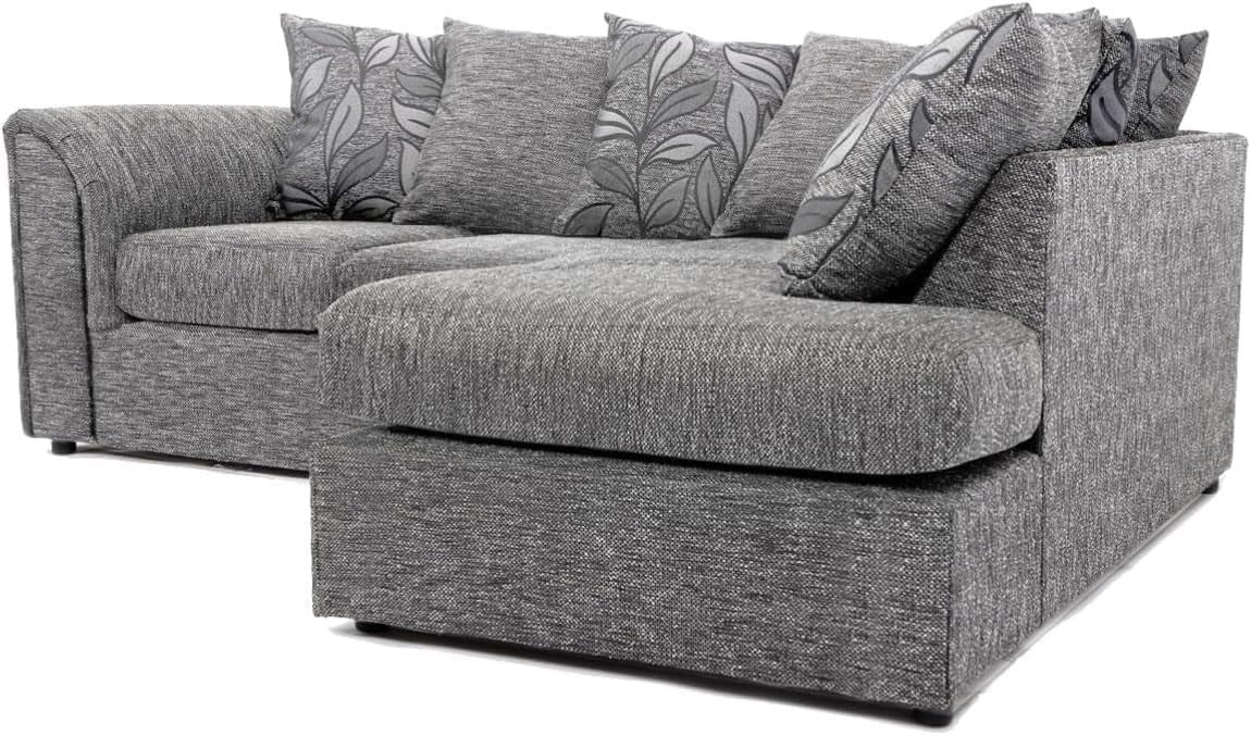 L Shaped Corner Sofa Light Grey 4 Seater Comfy Scatterback Modern Couch