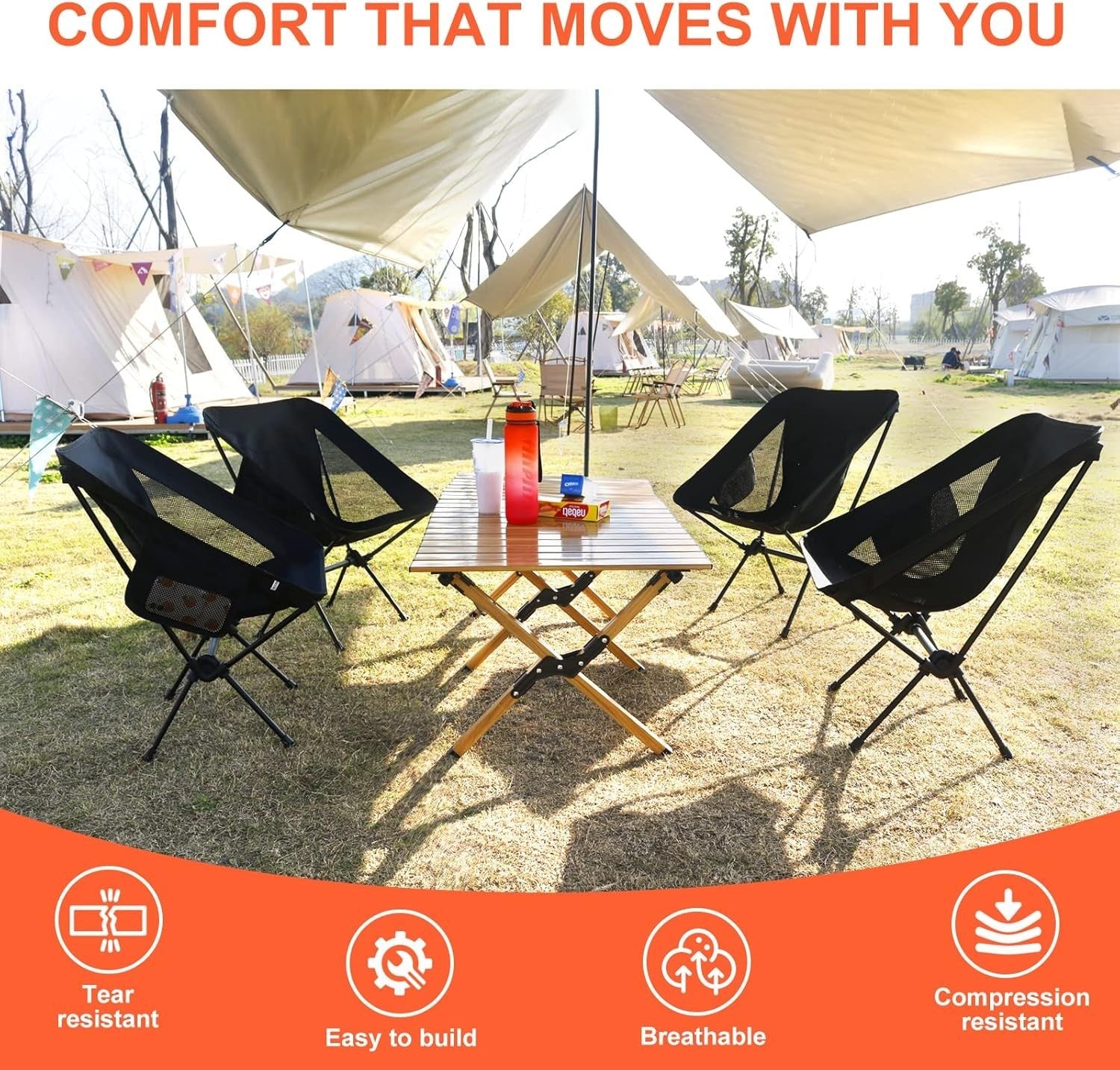 Ultralight Folding Camping Chairs 2-Pack with Carry Bag, Compact & Portable