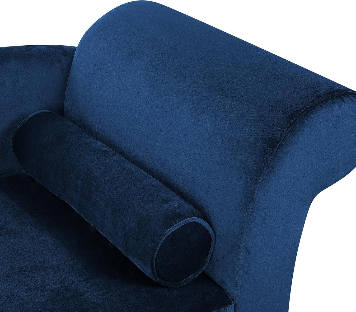 Navy Blue Velvet Right Hand Storage Chaise Lounge Solid Back Living Room