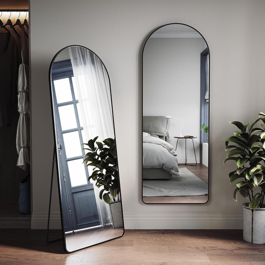 Arch Full Length Mirror 160x60cm Wall Leaning Floor Stand Black Frame