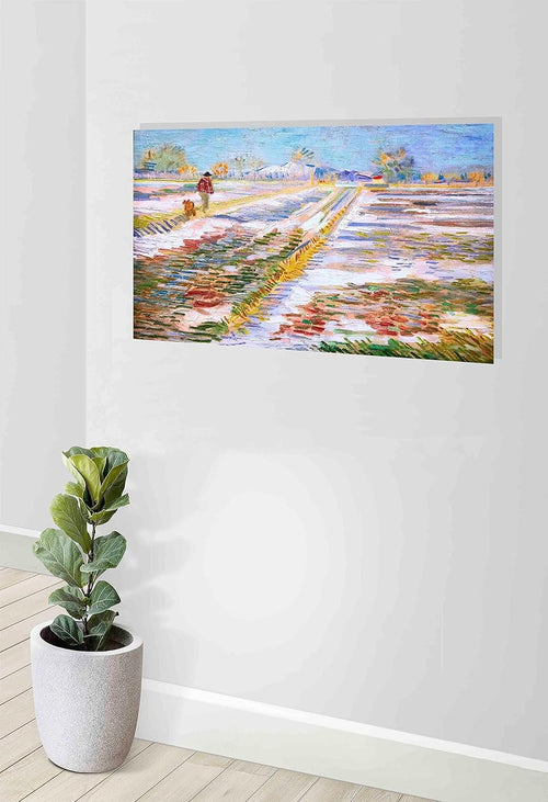 Van Gogh Landscape Snow Canvas Wall Art Modern Framed Print 76x50cm