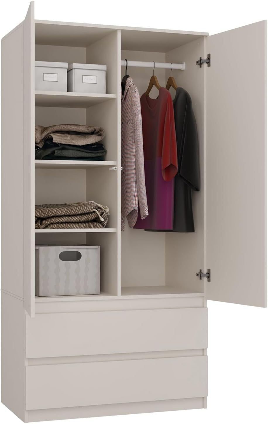 Modern Double Wardrobe with Drawers Shelves Rail Cupboard 2 Door