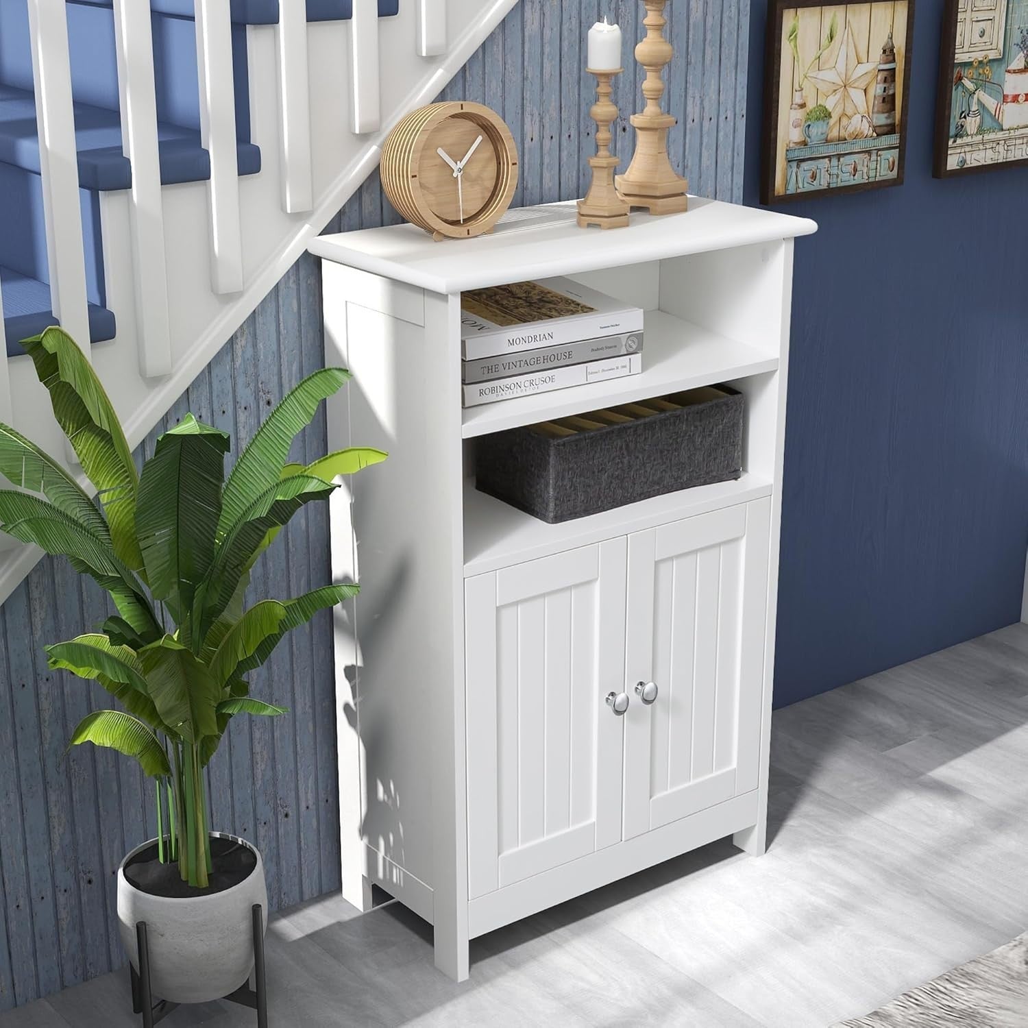 Bathroom Floor Cabinet with Doors & Adjustable Shelves – Durable Storage, 22"x11