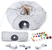Odoland Cat Tunnel Toy Bed Foldable Donut Play Tunnel w 20 Toys