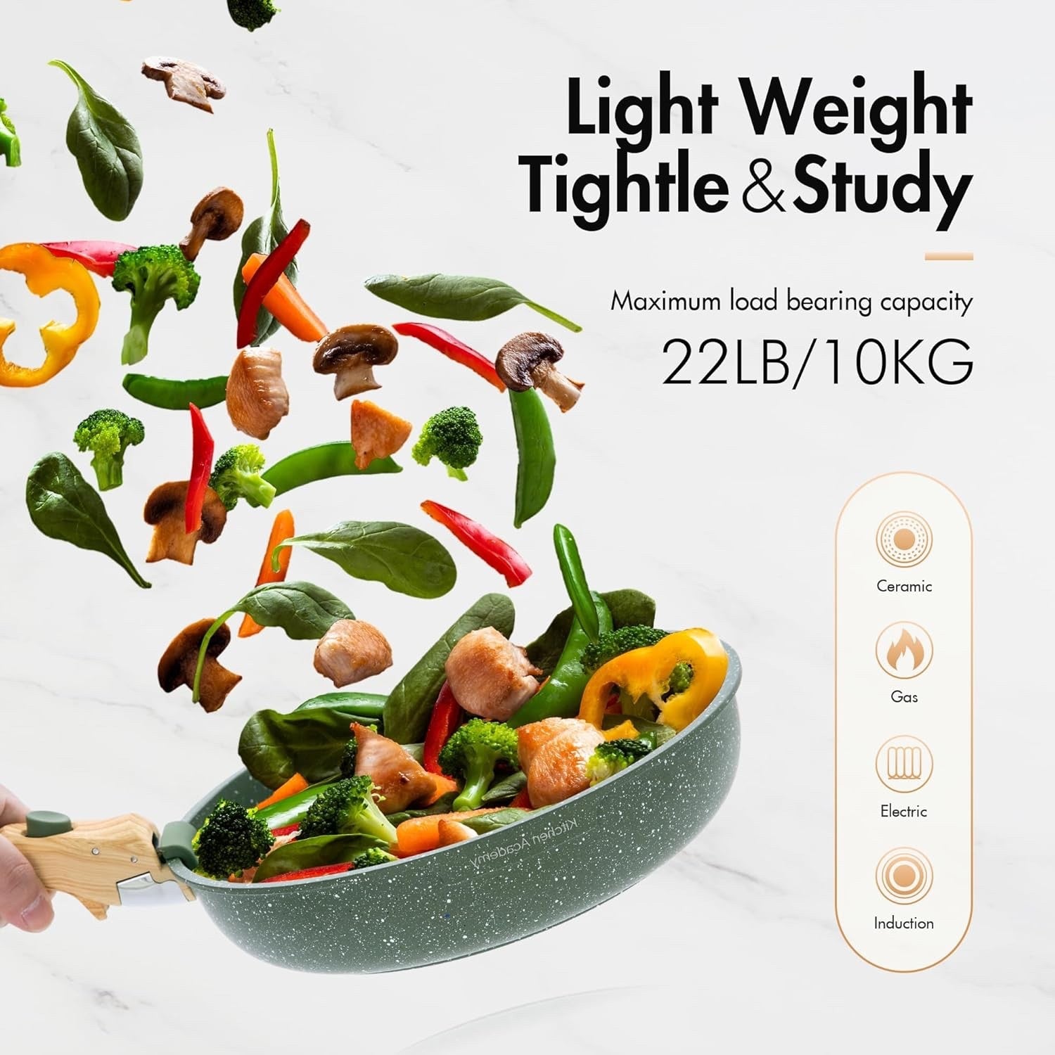 10pcs Green Granite Non Stick Induction Cookware Set with Detachable Handle