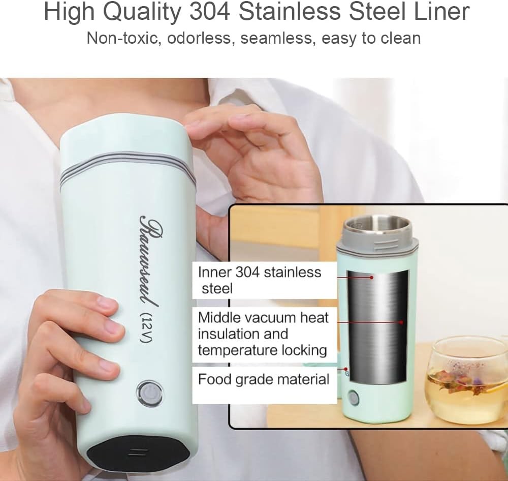 12V Travel Electric Kettle 350ml Car Heating Cup 80W Auto Shut Off