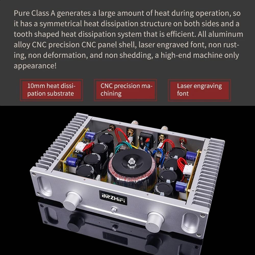 Class A Stereo Power Amplifier 20W x2 HiFi Home Audio Silver