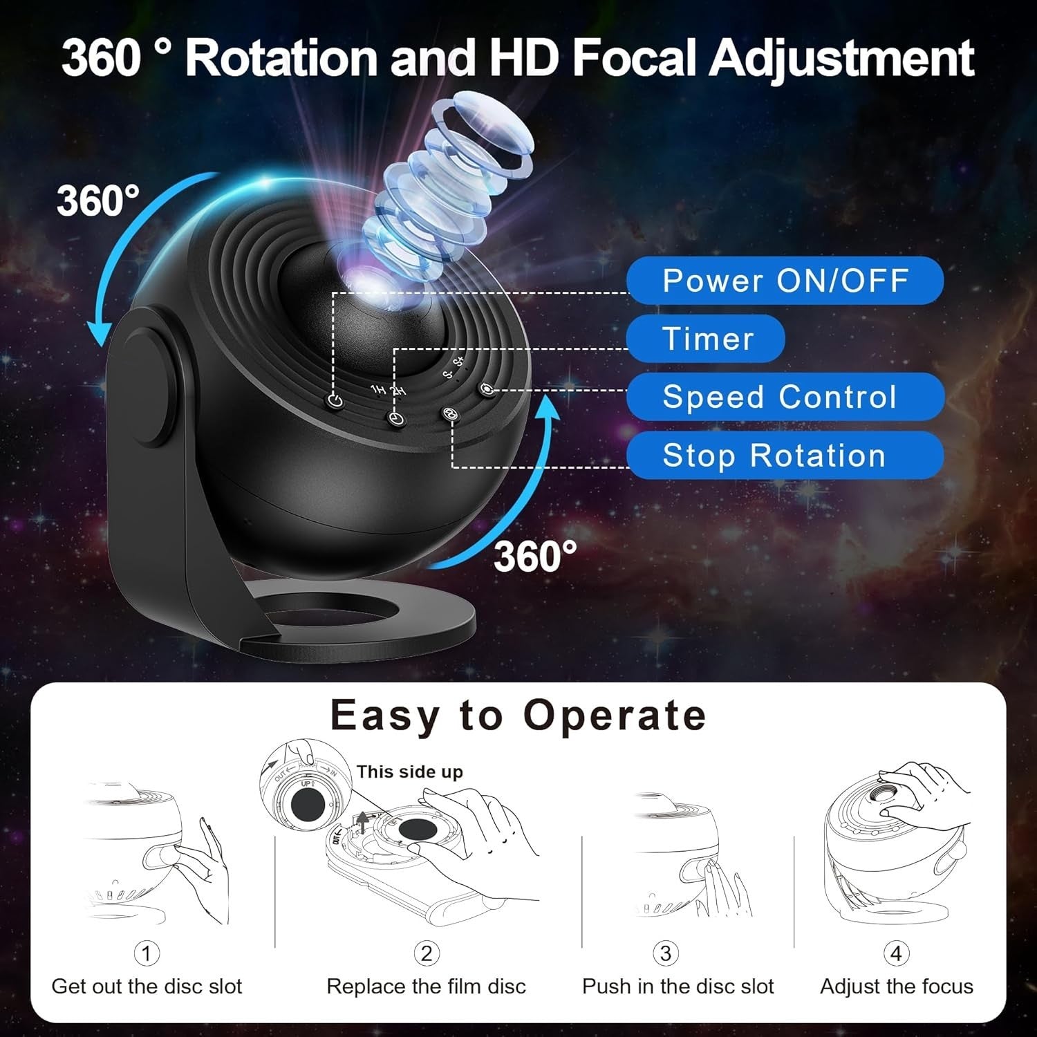 Planetarium Star Projector 13 in 1 Galaxy Nebula Night Light 360°