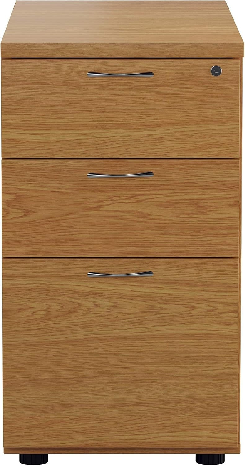Oak 3 Drawer Lockable Filing Cabinet 40.4x80x73cm Wood
