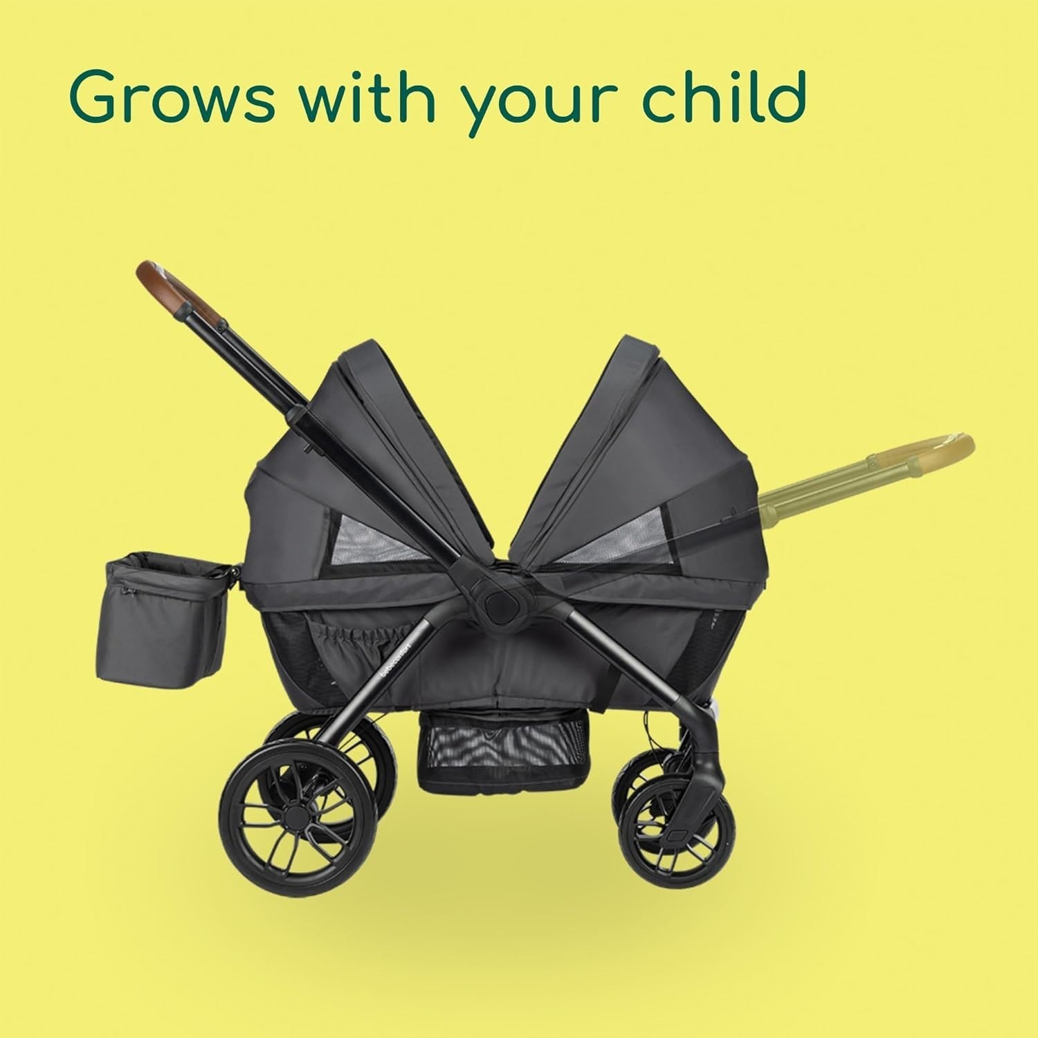 Twin Wagon Pushchair from Birth to 22kg, All-Terrain Wheels, Compact Fold