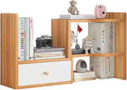 Expandable Desktop Bookshelf Adjustable Desk Organizer Storage Rack Cherry Wood