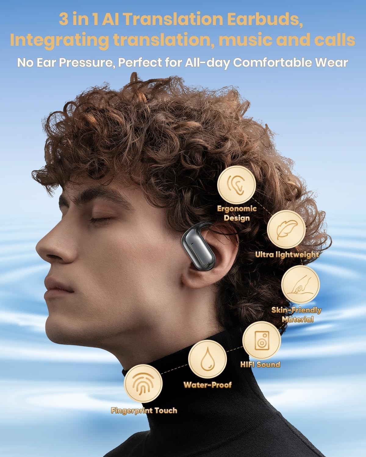 3in1 Bluetooth 5.4 Translator Earbuds 144 Language Real Time AI Headphones