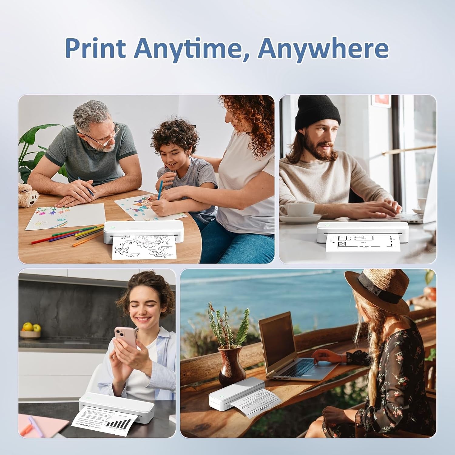 Portable Thermal Printer Bluetooth Mobile Printer – Inkless Travel A4