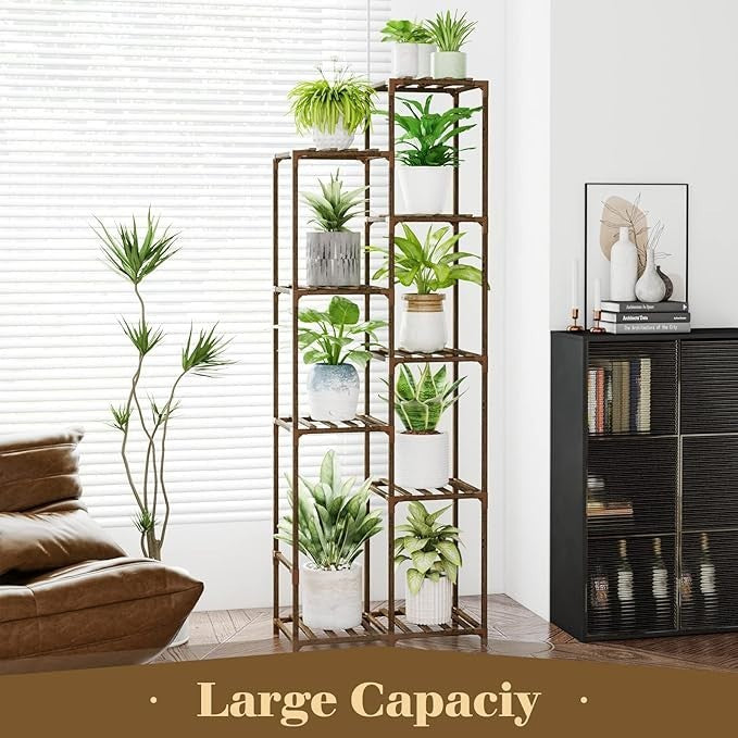 62" Tall Wooden Plant Stand Indoor Outdoor Flower Shelf Corner Rack
