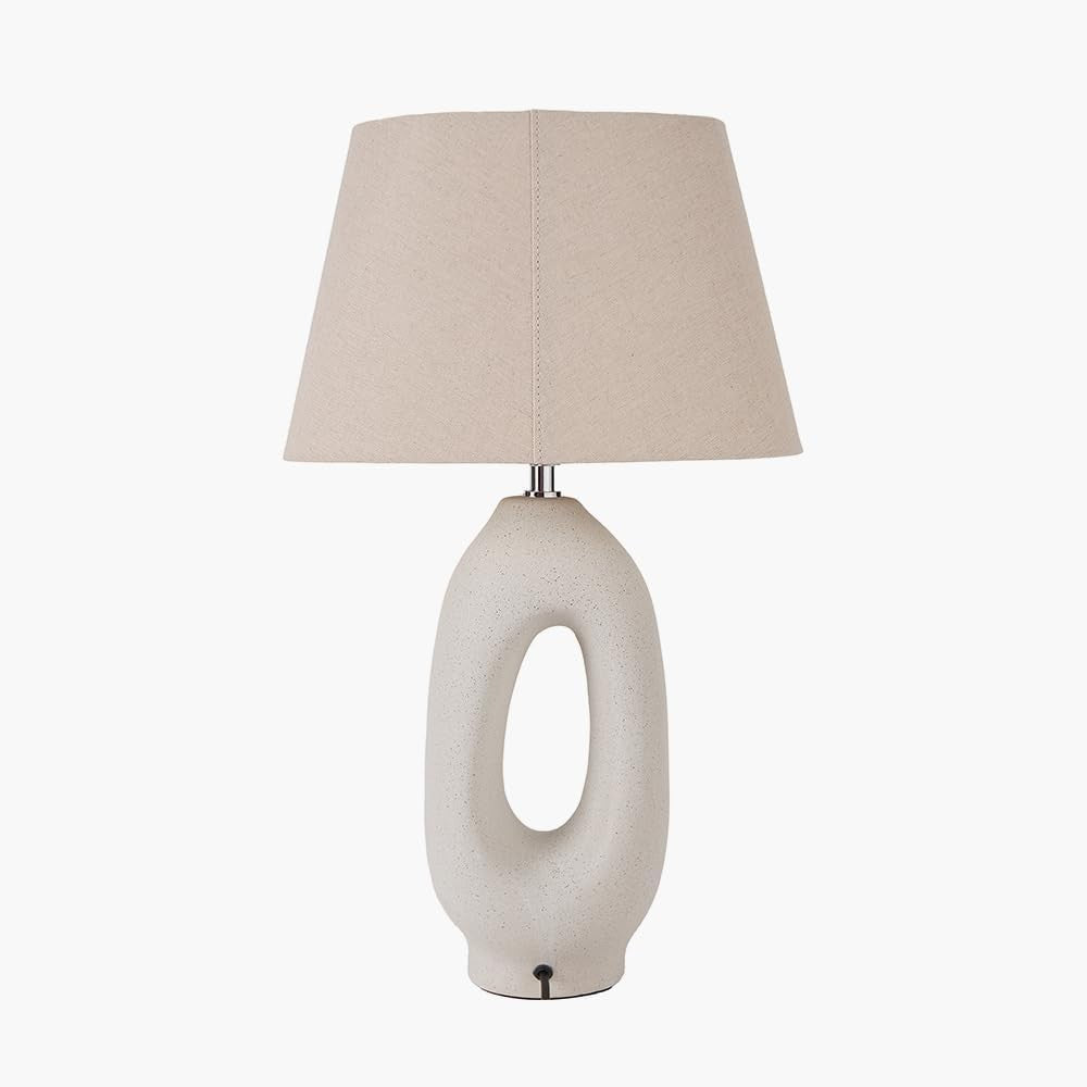 Boho Ceramic Table Lamp with Natural Cotton Shade – Tall & Stylish