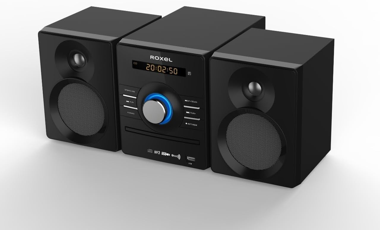 Compact Bluetooth Hi-Fi Stereo System CD USB FM Radio AUX Remote 25W