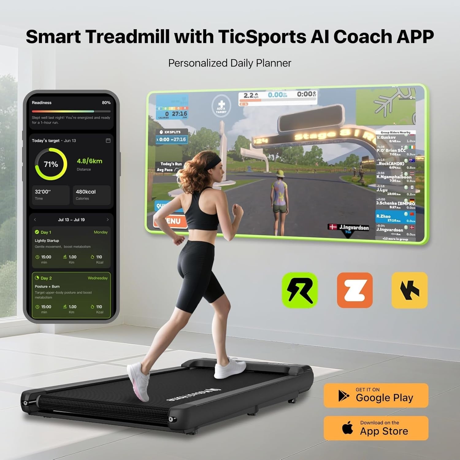 Under Desk Treadmill 6KMH Portable Walking Jogging Machine LED Remote