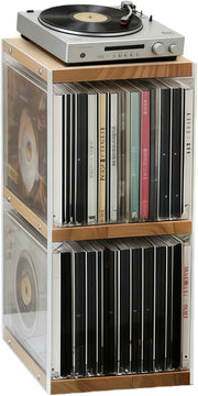 CD DVD Storage Rack Desktop Organizer Natural Wood Holds 130 Discs