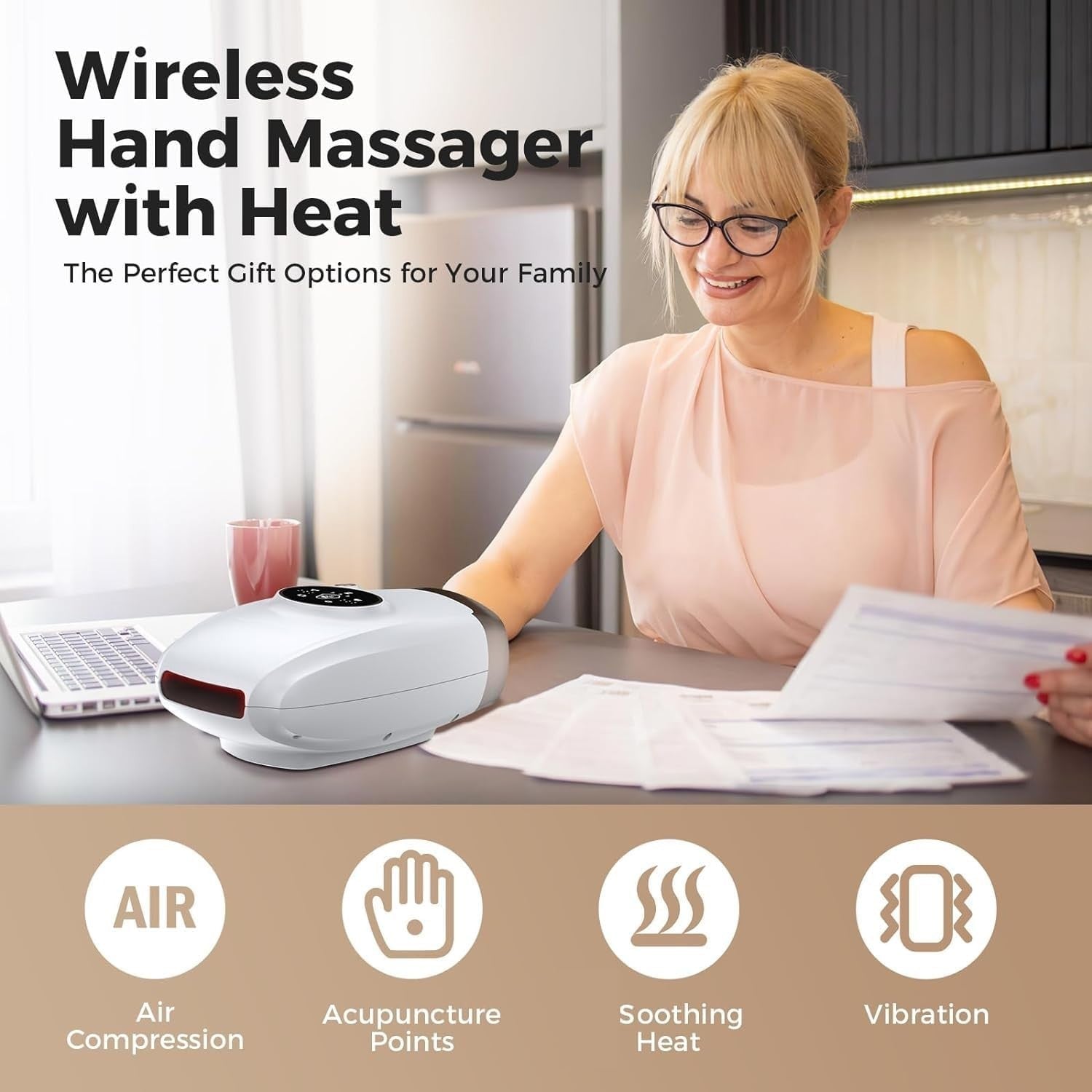 Hand Massager with Heat & Compression for Arthritis Pain Relief & Stiff Joints