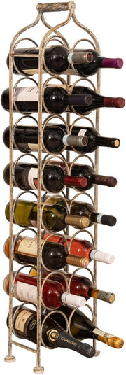 16 Bottle Floor Wine Rack Metal Freestanding Tall Storage Holder Antique White
