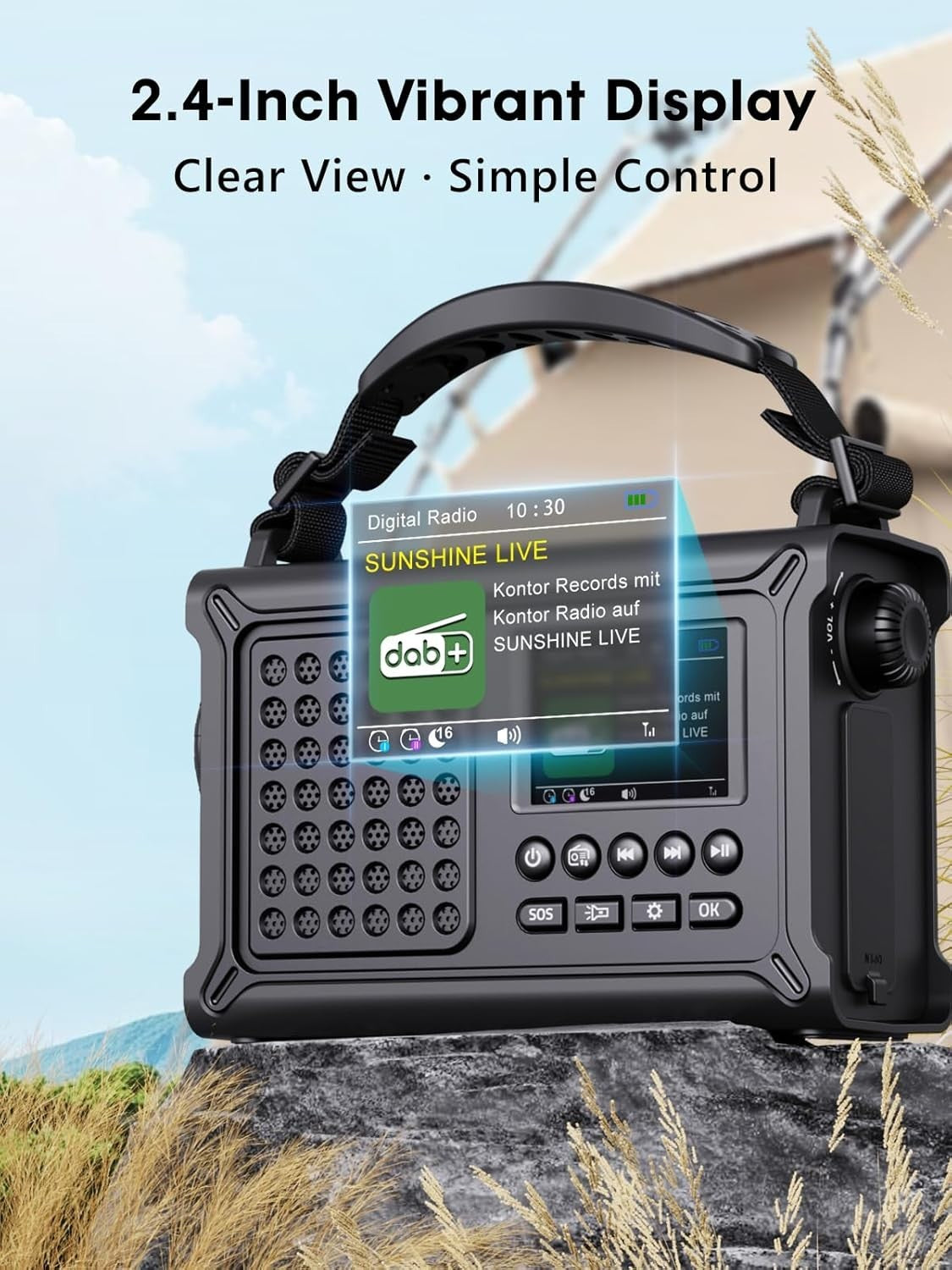 Emergency Wind-Up Solar DAB+/FM Radio with Bluetooth, Torch & 12000mAh