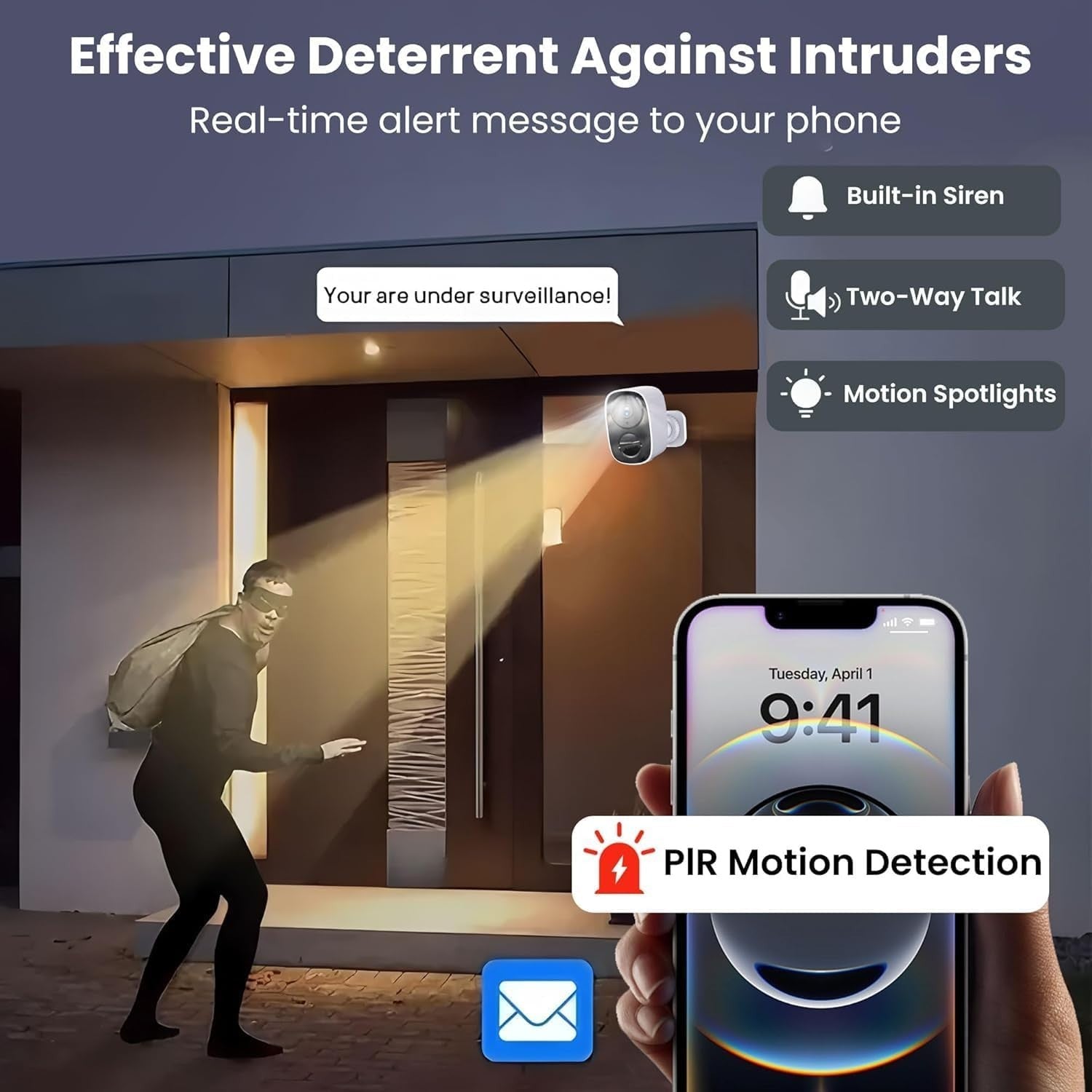 2K Wireless Security Camera Outdoor 5GHz WiFi Color Night Vision IP66