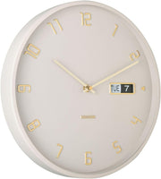 Silent Aluminium Wall Clock 40cm Flip Date Display Modern Grey Decor