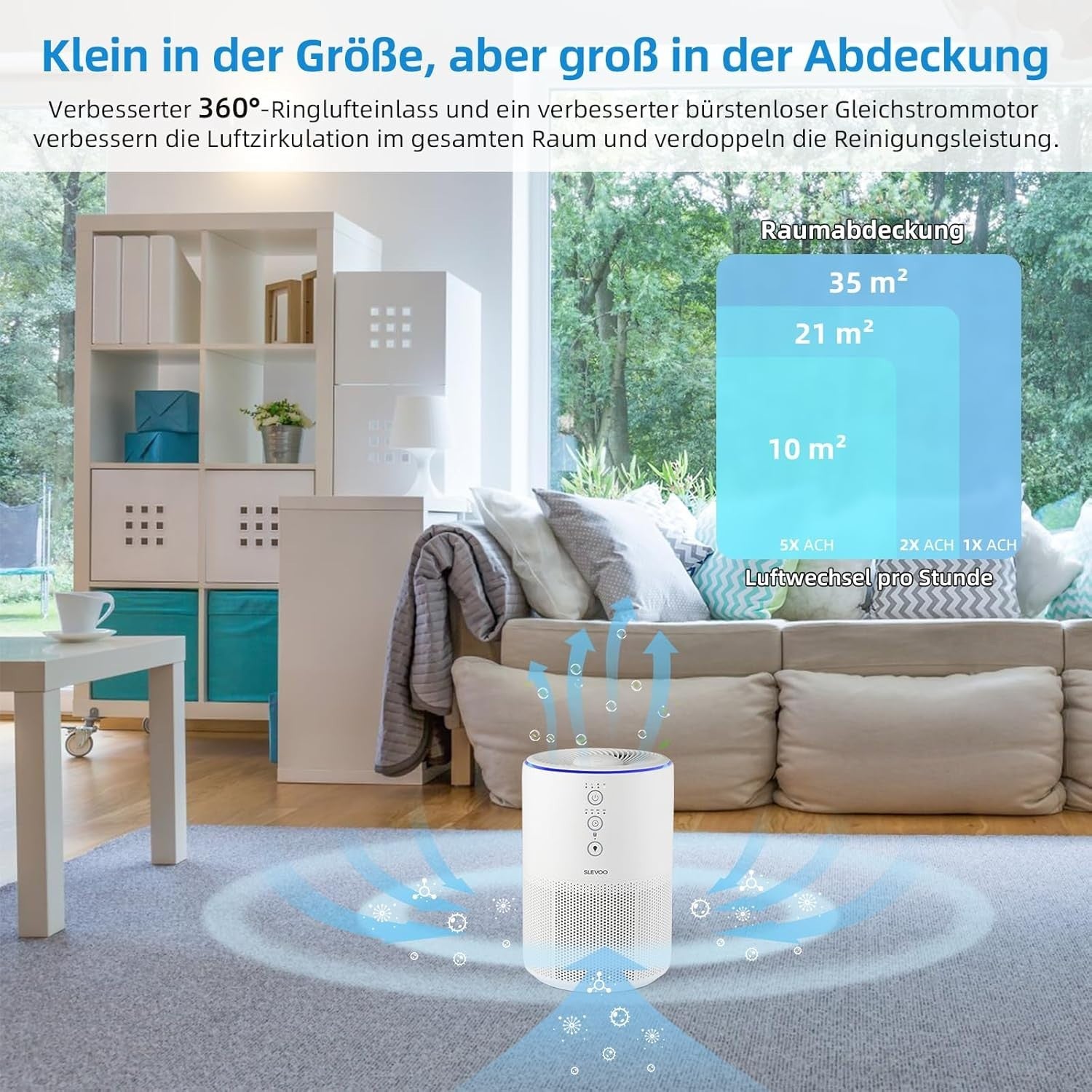 Quiet HEPA Air Purifier Bedroom Pet Smoke Odour Aroma Night Light