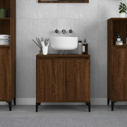 Brown Oak Bathroom Sink Cabinet | Under Sink Storage Unit 58x33x60cm