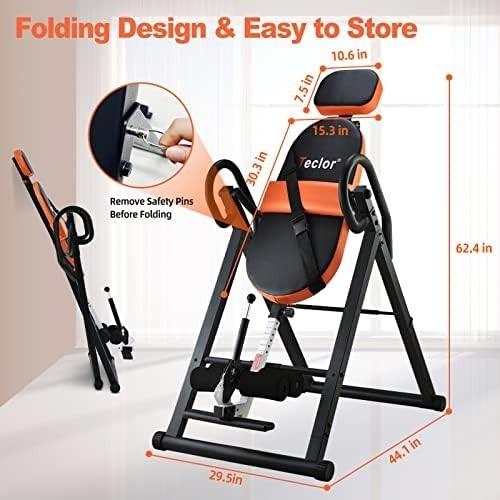 Inversion Table 350lb Capacity Foldable 30.3x15.3in Backrest