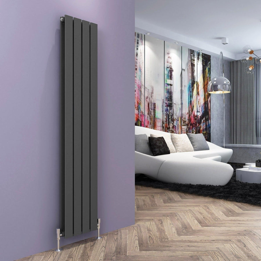 1600 x 300mm Vertical Column Radiator, Double Flat Panel Anthracite, High BTU Ou