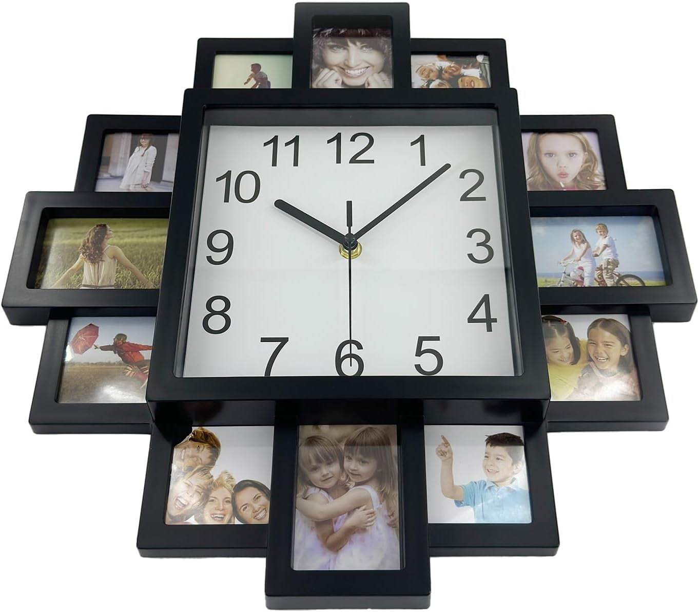 Large DIY Photo Frame Wall Clock 40cm Multi-Photo Modern Silent Home Decor