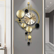 Luxury Silent Wall Clock Gold 30” Metal Art Deco Modern Home Decor