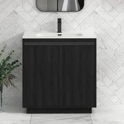 800mm Black Floor Standing Vanity Unit with Basin Sink 2 Door Bathroom Cabinet