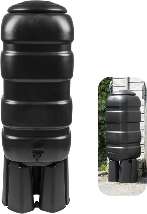 100L Slim Garden Water Butt Kit with Tap, Stand & Rain Diverter