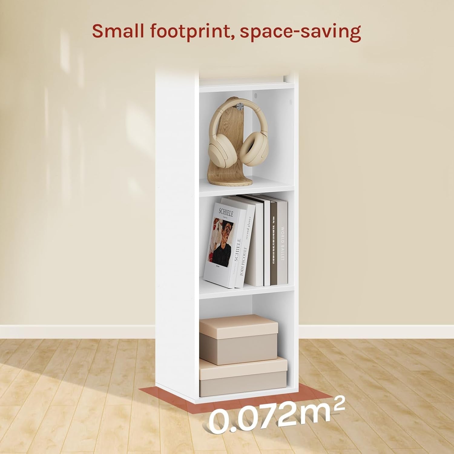 White 6 Cube Tall Bookcase Slim Storage Shelf Unit Modern Standing Display Rack
