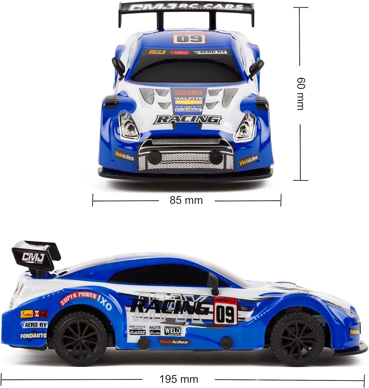 Road Rebel Blue Bolt RC Car 1:24 Scale 2.4GHz Racing Toy for Kids