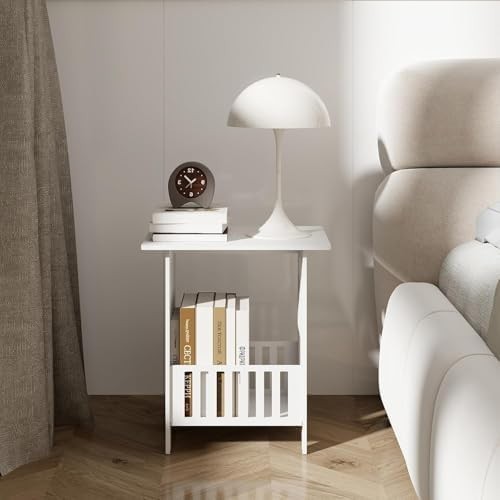 White Side Table Set of 2 – Compact Bedside & End Tables 34x25x40cm