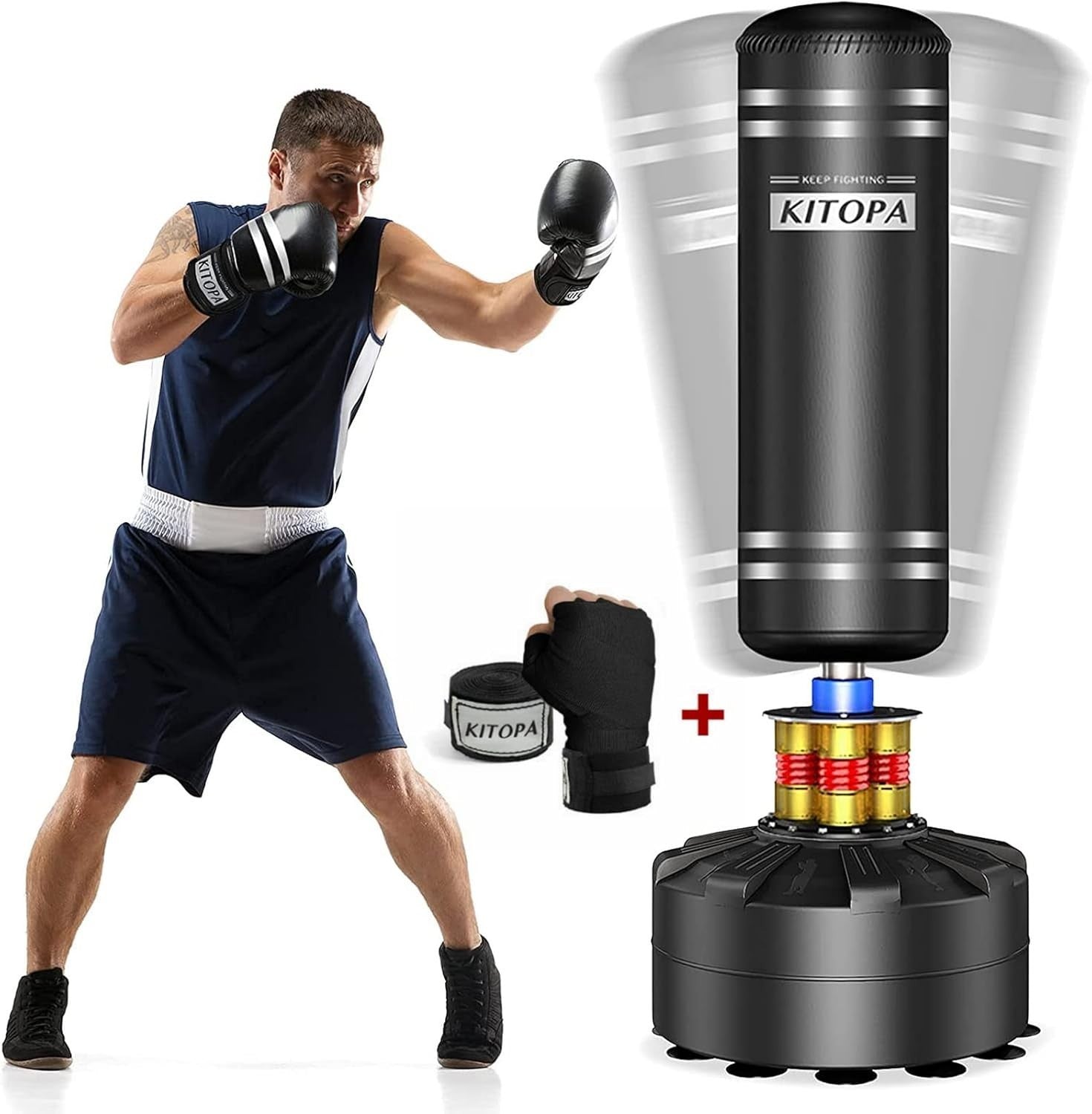 70in Standing Boxing Punch Bag 205lbs Heavy Duty MMA Kick Trainer