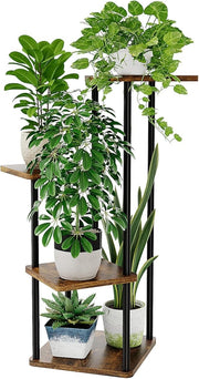 4 Tier Metal Wood Plant Stand Indoor Outdoor Corner Flower Rack 30x80x43cm
