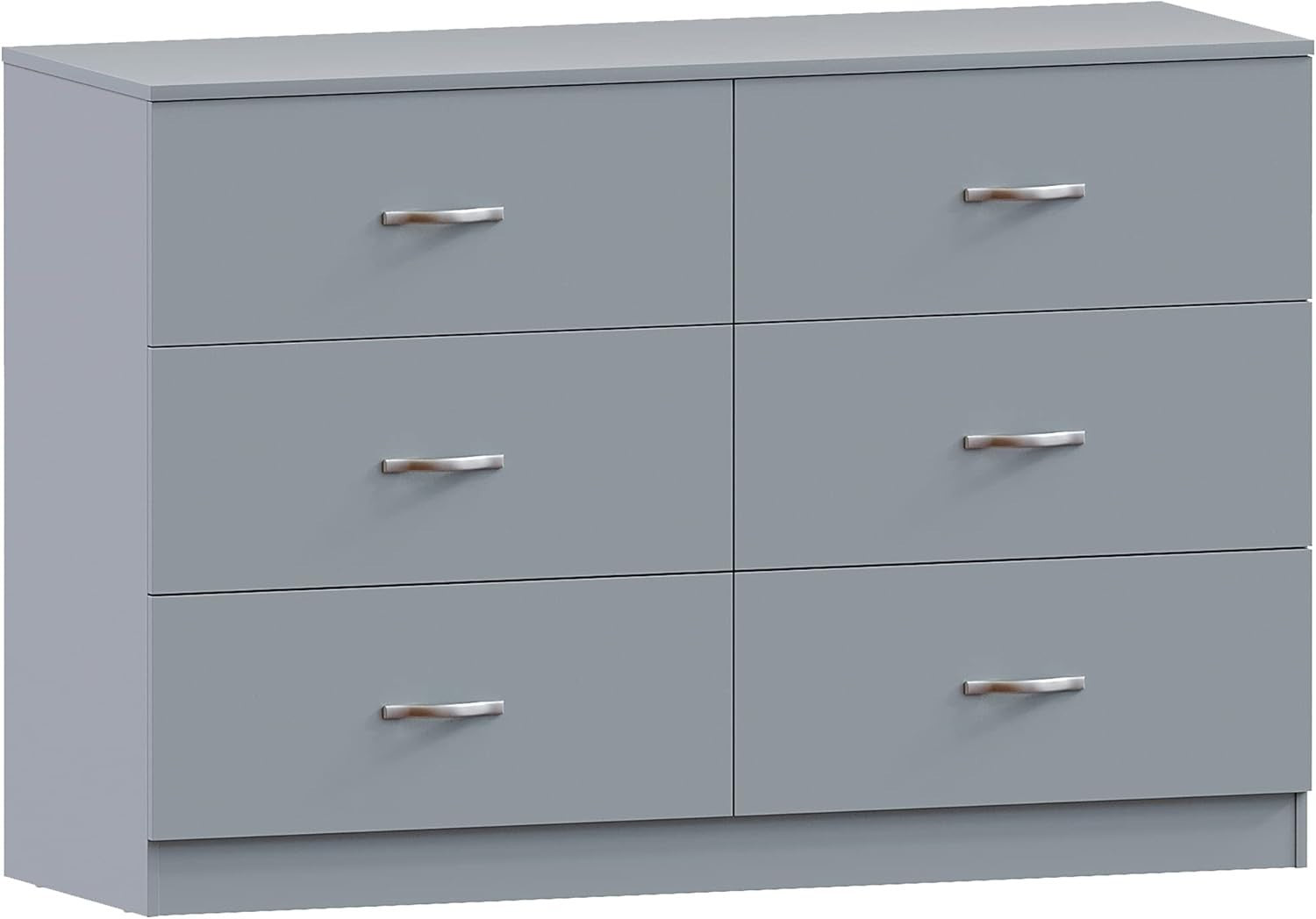 Grey 6 Drawer Chest Wide Bedroom Storage Unit Cabinet Modern Style