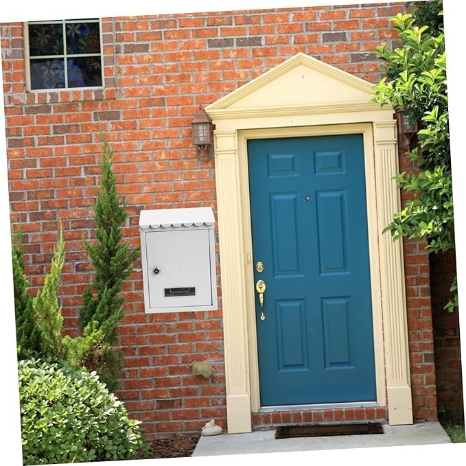Lockable Wall Mounted Mailbox White Iron Secure Post Box for Home & Office