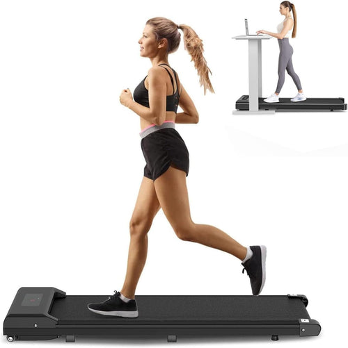 Under Desk Walking Pad Treadmill 1-10km/h 2.5HP LED Shock Absorption