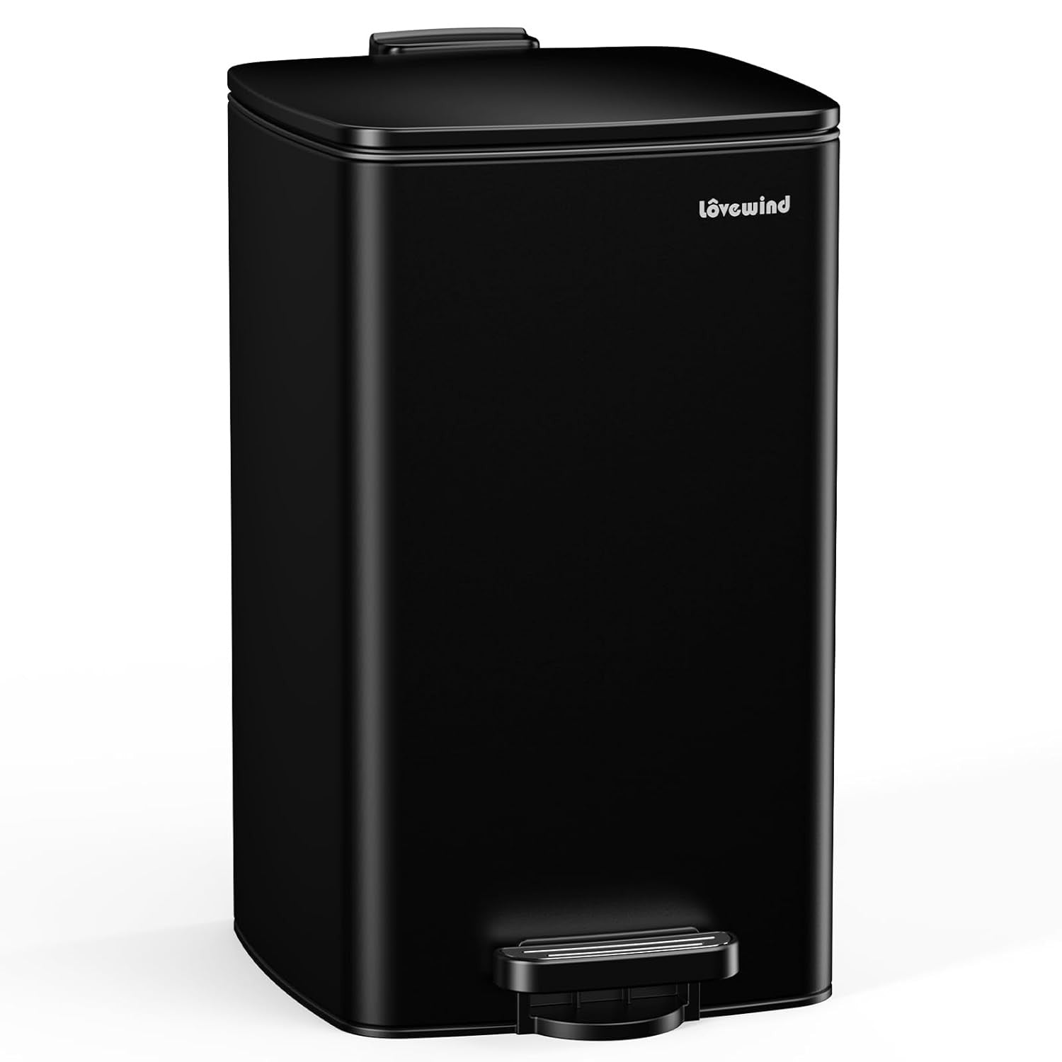 30L Black Pedal Kitchen Bin Soft Close Stainless Steel