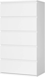 White 5-Drawer Chest Storage Cabinet | Bedroom, Bathroom, Living Room