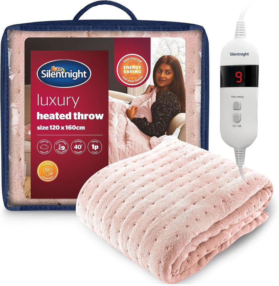 Electric Heated Throw Blanket Luxury Fast Heat 9 Settings 120x160cm