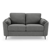 Dark Grey Boucle 2 Seater Sofa Curved Arm Metal Leg Compact Modern Couch